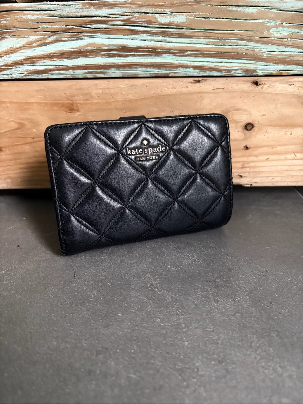Kate Spade Natalia Black Quilted Leather Bifold Wallet